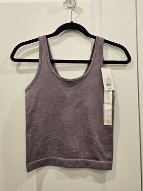 NEW A New Day Ribbed Purple V-Neck Stretch Cami Crop Tank Top S